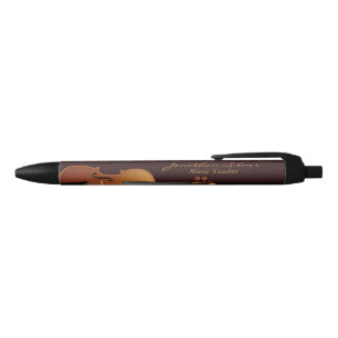 Bolígrafo De Tinta Negra Elegante violín y música de piano clave