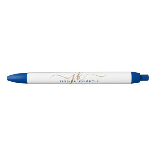 Bolígrafo De Tinta Negra Elegantes Iniciales de Monograma de Nombre con Let