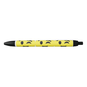 Bolígrafo De Tinta Negra Emoji Cara de Wink 