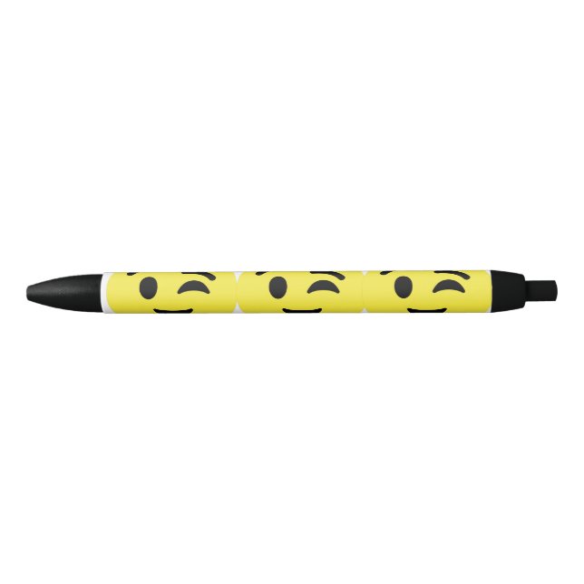 Bolígrafo De Tinta Negra Emoji Cara de Wink  (Anverso)