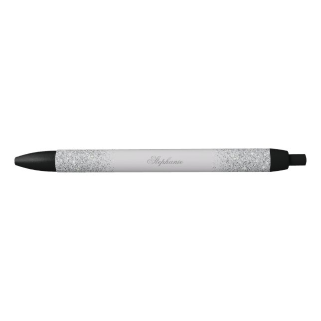Bolígrafo De Tinta Negra Encanto, purpurina de la plata (Anverso)