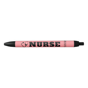 Bolígrafo De Tinta Negra Enfermera personalizada Stethoscope Coral Pink