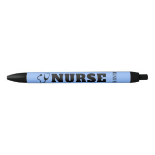 Bolígrafo De Tinta Negra Enfermera personalizada Stethoscope Pastel Blue Te