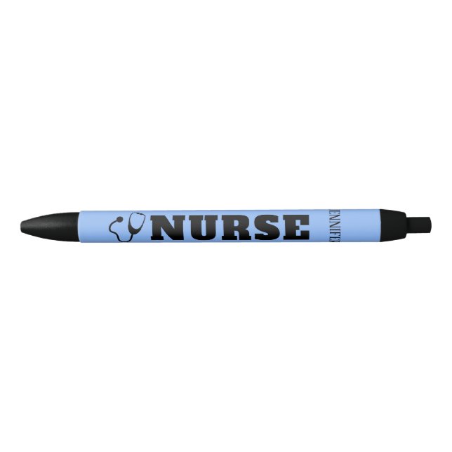 Bolígrafo De Tinta Negra Enfermera personalizada Stethoscope Pastel Blue Te (Anverso)