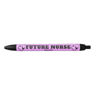 Bolígrafo De Tinta Negra Enfermero futuro Stethoscope Pastel Nombre púrpura