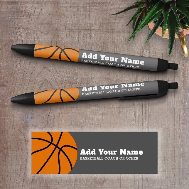 Bolígrafo De Tinta Negra Entrenador de baloncesto o profesor de educación f (Personalized Writing Pens - add your name, monogram or other text)
