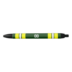 Bolígrafo De Tinta Negra Equipo de fútbol verde y amarillo personalizado