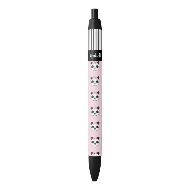 Bolígrafo De Tinta Negra Escuela Cute Chica Pink Panda (Frente vertical)