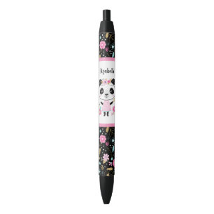 Bolígrafo De Tinta Negra Escuela Cute Chica Pink Panda