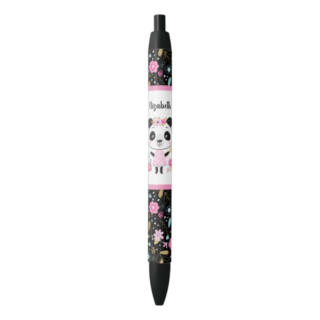 Bolígrafo De Tinta Negra Escuela Cute Chica Pink Panda (Frente vertical)
