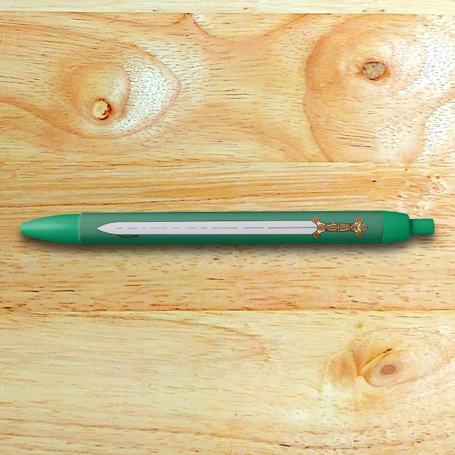 Bolígrafo De Tinta Negra Espada celta antigua (Ancient Celtic Sword Pen on Desk)