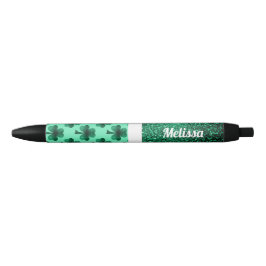 Bolígrafo De Tinta Negra Esparkles verdes esmeraldas Shamrock Clover Person