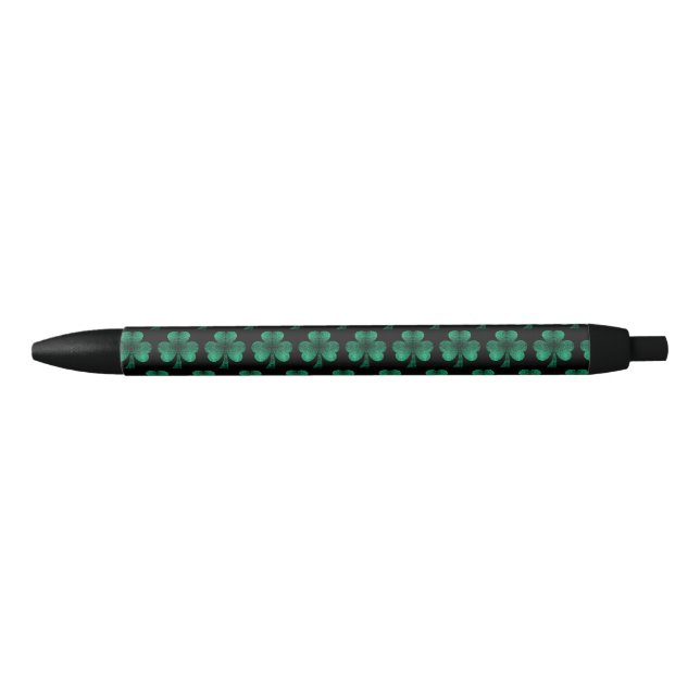 Bolígrafo De Tinta Negra Espuma verde esmeralda Patrón de Shamrock negro (Anverso)