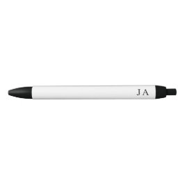 Bolígrafo De Tinta Negra Estacionamiento clásico simple de monograma blanco