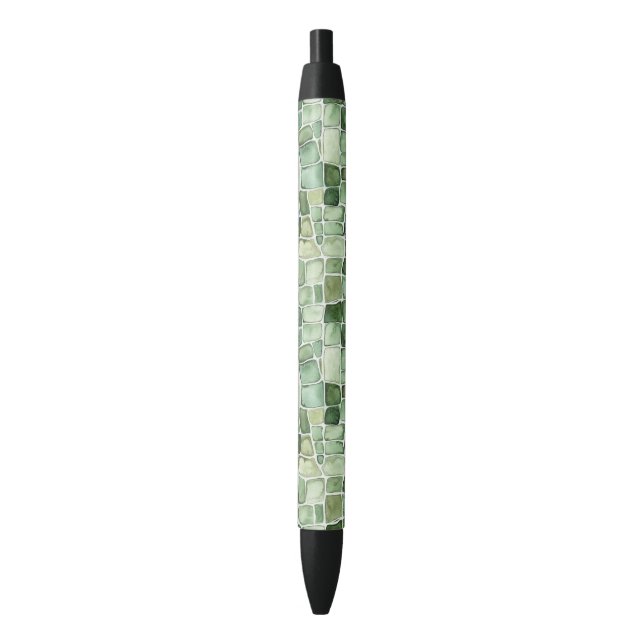 Bolígrafo De Tinta Negra Estampado de caimán verde     (Frente vertical)