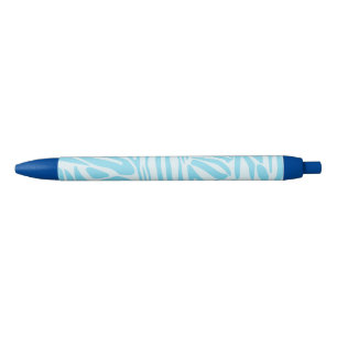Bolígrafo De Tinta Negra Estampado de cebra azul y blanco en negrita