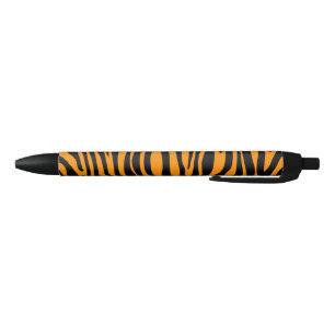 Bolígrafo De Tinta Negra Estampado de cebra naranja de Princeton