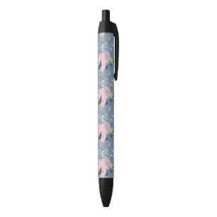 Bolígrafo De Tinta Negra Estampado de flores