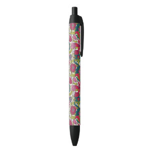 Bolígrafo De Tinta Negra Estampado de flores brillante