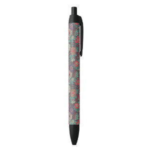 Bolígrafo De Tinta Negra Estampado de flores colorido en estilo del dibujo