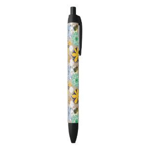 Bolígrafo De Tinta Negra Estampado de flores en el estilo retro 3