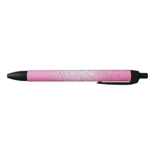 Bolígrafo De Tinta Negra Estampado de Guepardo Rosa Brillante