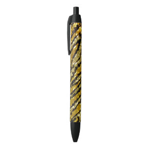 Bolígrafo De Tinta Negra Estampado de zebra de oro de los purpurinas