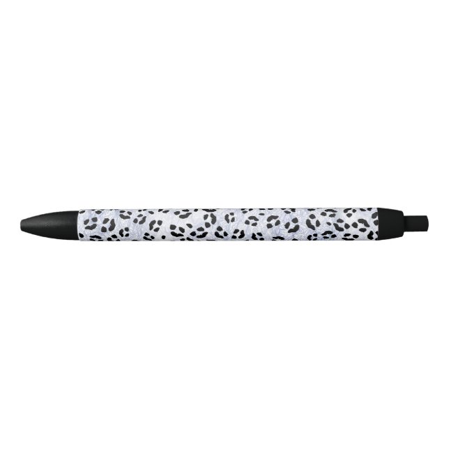 Bolígrafo De Tinta Negra Estampado leopardo blanco (Anverso)