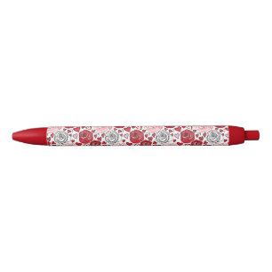 Bolígrafo De Tinta Negra Estilo de Arte Doodle Rosas Rojas Rosadas Corazone