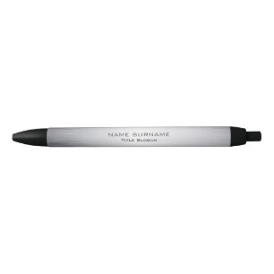 Bolígrafo De Tinta Negra Estilo de plata cepillado metálico moderno de la