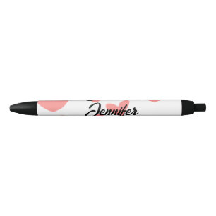 Bolígrafo De Tinta Negra estilo de texto minimalista simple blanco corazón