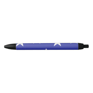 Bolígrafo De Tinta Negra Estrellas blancas en azul