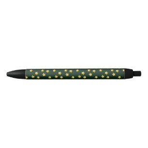 Bolígrafo De Tinta Negra Estrellas de oro en verde