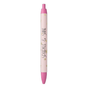 Bolígrafo De Tinta Negra Estrellas de oro rosa