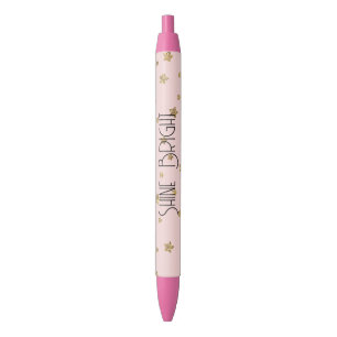 Bolígrafo De Tinta Negra Estrellas de oro rosa