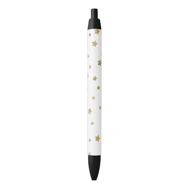 Bolígrafo De Tinta Negra Estrellas del oro (Frente vertical)