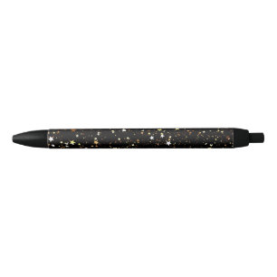 Bolígrafo De Tinta Negra Estrellas Doradas, Recorte Negro, Tinta Negra