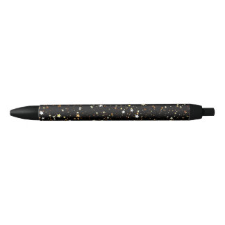 Bolígrafo De Tinta Negra Estrellas Doradas, Recorte Negro, Tinta Negra