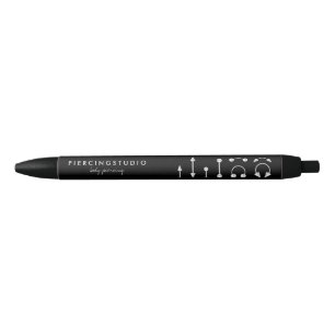 Bolígrafo De Tinta Negra Estudio de Perforación Black Silver Negocio
