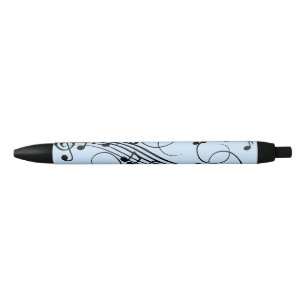 Bolígrafo De Tinta Negra Fancy Music Notes Blue