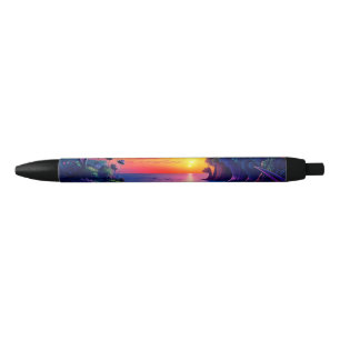 Bolígrafo De Tinta Negra Fantasía Playa Tropical Dos