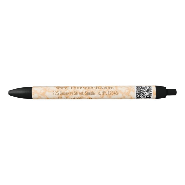 Bolígrafo De Tinta Negra Faux Naranja Marble (Anverso)