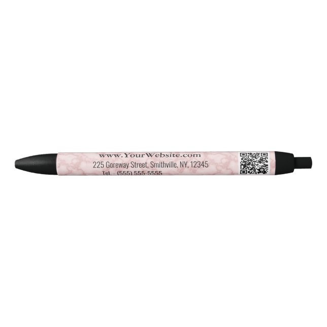 Bolígrafo De Tinta Negra Faux Pink Marble (Anverso)
