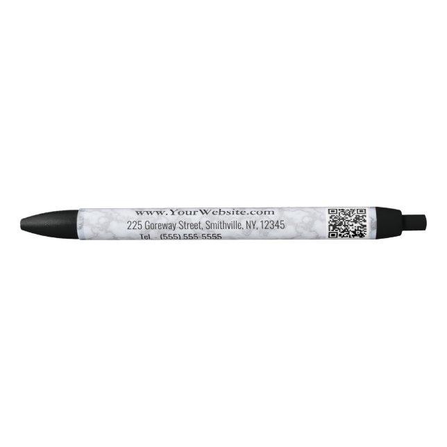 Bolígrafo De Tinta Negra Faux Silver Gray Marble (Anverso)