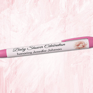 Bolígrafo De Tinta Negra Favoritos para Baby Shower de Niña con Rubor Rosa 