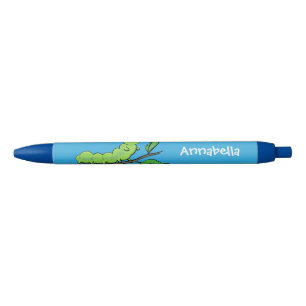 Bolígrafo De Tinta Negra Feliz ilustracion personalizado de oruga verde