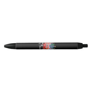 Bolígrafo De Tinta Negra Feliz Navidad Camioneta Roja Vintage Bandera De EE