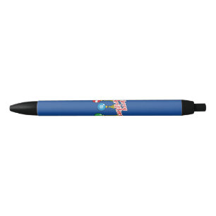 Bolígrafo De Tinta Negra Feliz Navidad con bolas colgadas