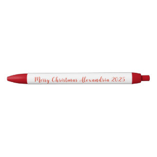 Bolígrafo De Tinta Negra Feliz Navidad Nombre Rojo 2025