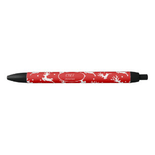 Bolígrafo De Tinta Negra Feliz Navidad Reno Rojo Fiesta 